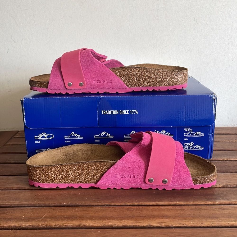 Birkenstock Oita Suede Leather Sandal Fuchsia Tulip EU40/US Women Size 9 - Picture 3 of 14